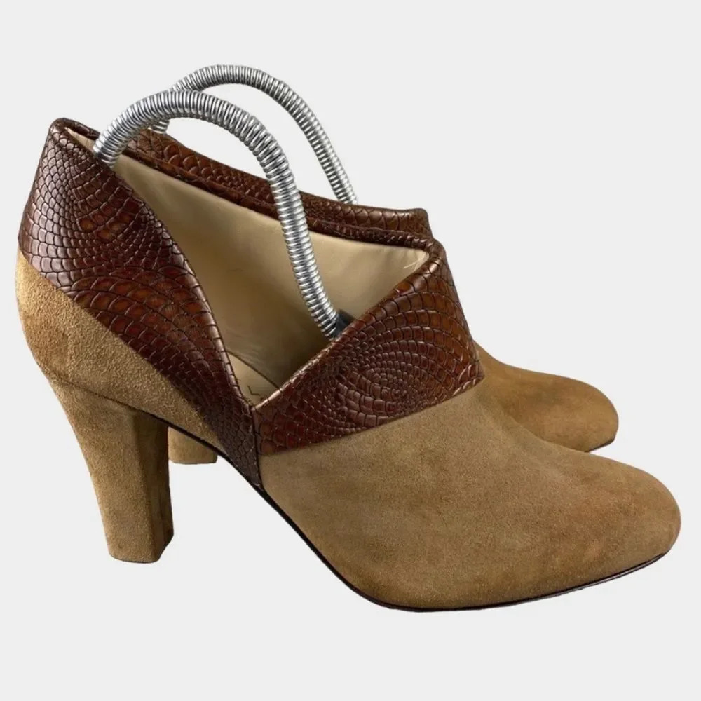 Marchez vous Evelyn Oxford Ankle Boots Booties Womens 9.5 Cut Out Tan Brown Shoe